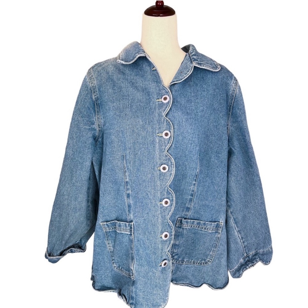 Roaman’s blue denim chore coat Jean jacket plus size 20W vintage